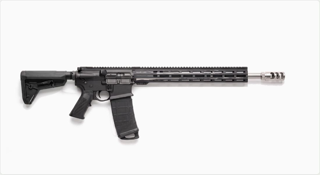 Faxon Firearms Muzzlok .338 Muzzle Brake, Plan B, Stainless (5/8x24) on a AR-10
