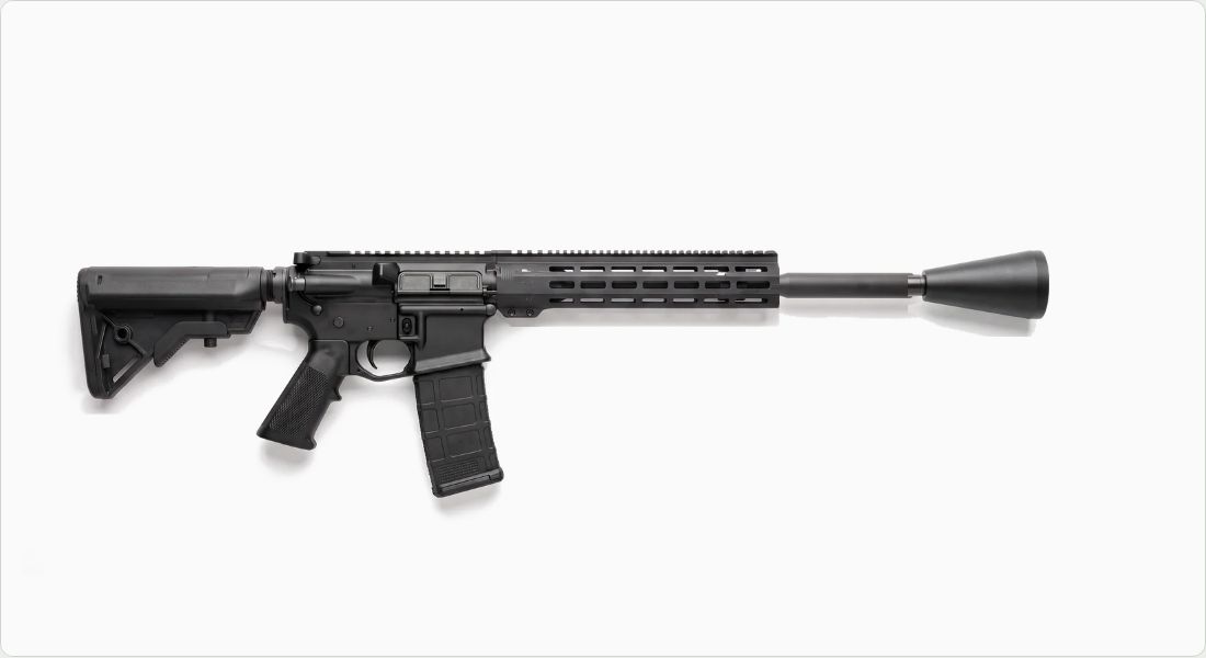 KAK Industry Slimline Flash Can (1/2x28) on a AR-15