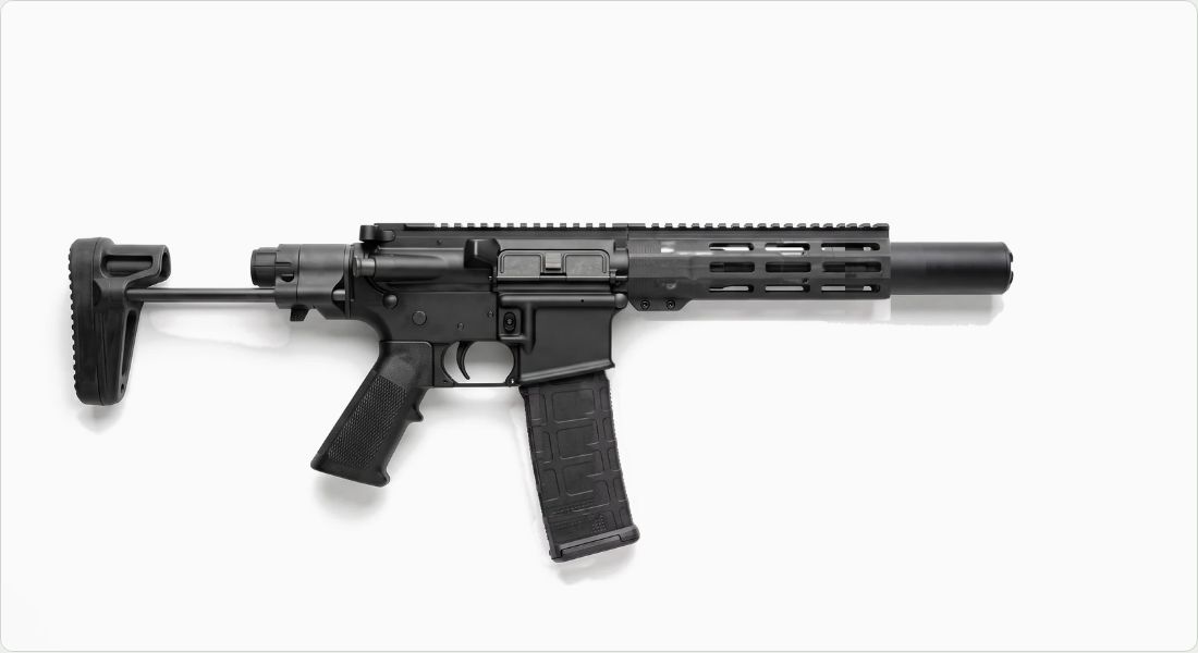 Compact 9mm suppressor on a AR PDW