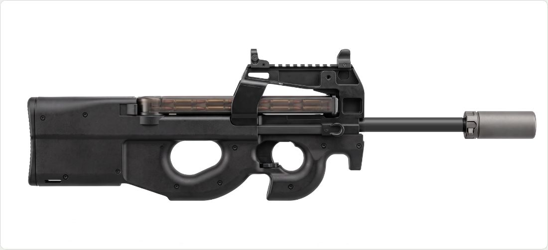 Q Trash Panda (.30 cal can) on a FN PS90