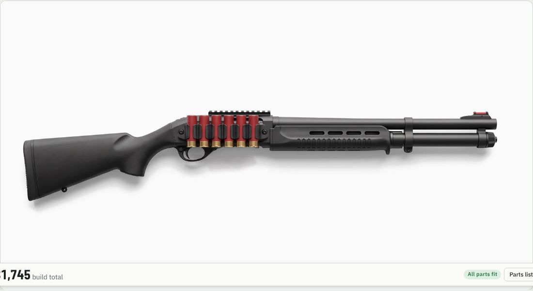 Mesa Tactical SureShell 6-Shell Carrier with Rail (1301) on a Shotgun