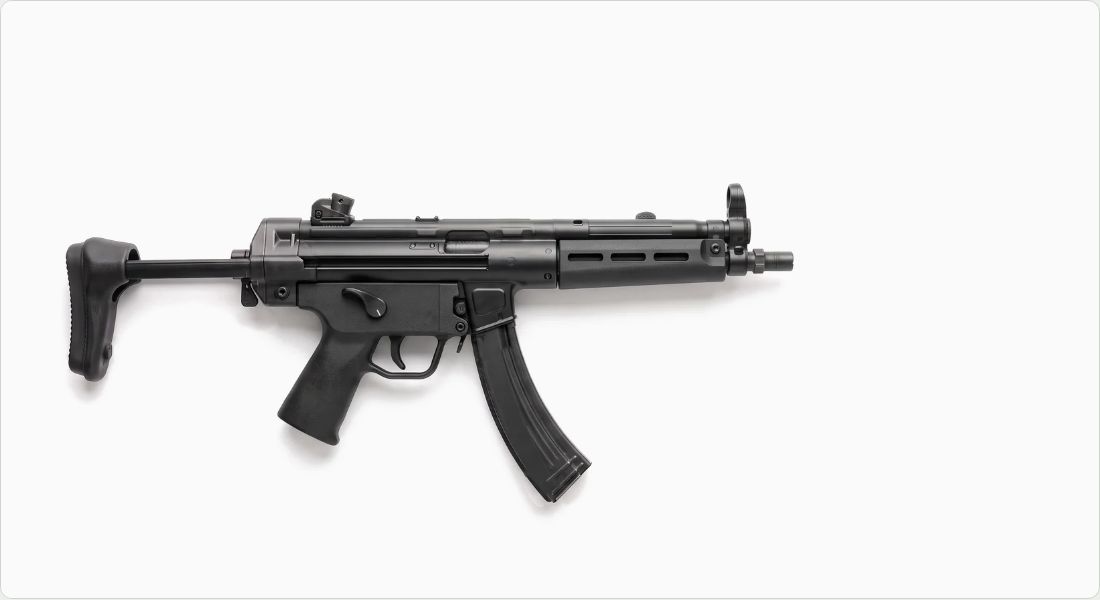 Heckler & Koch SP5 Retractable Stock (3-position) on a SMG