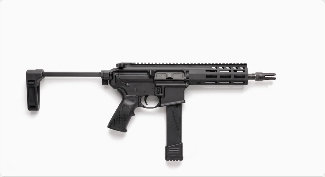 SilencerCo Hybrid ASR Flash Hider 9mm (M13.5x1 LH, SIG MPX) on a SMG